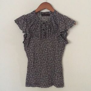 Limited Polka Dot Blouse with Flutter Cap Sleeve